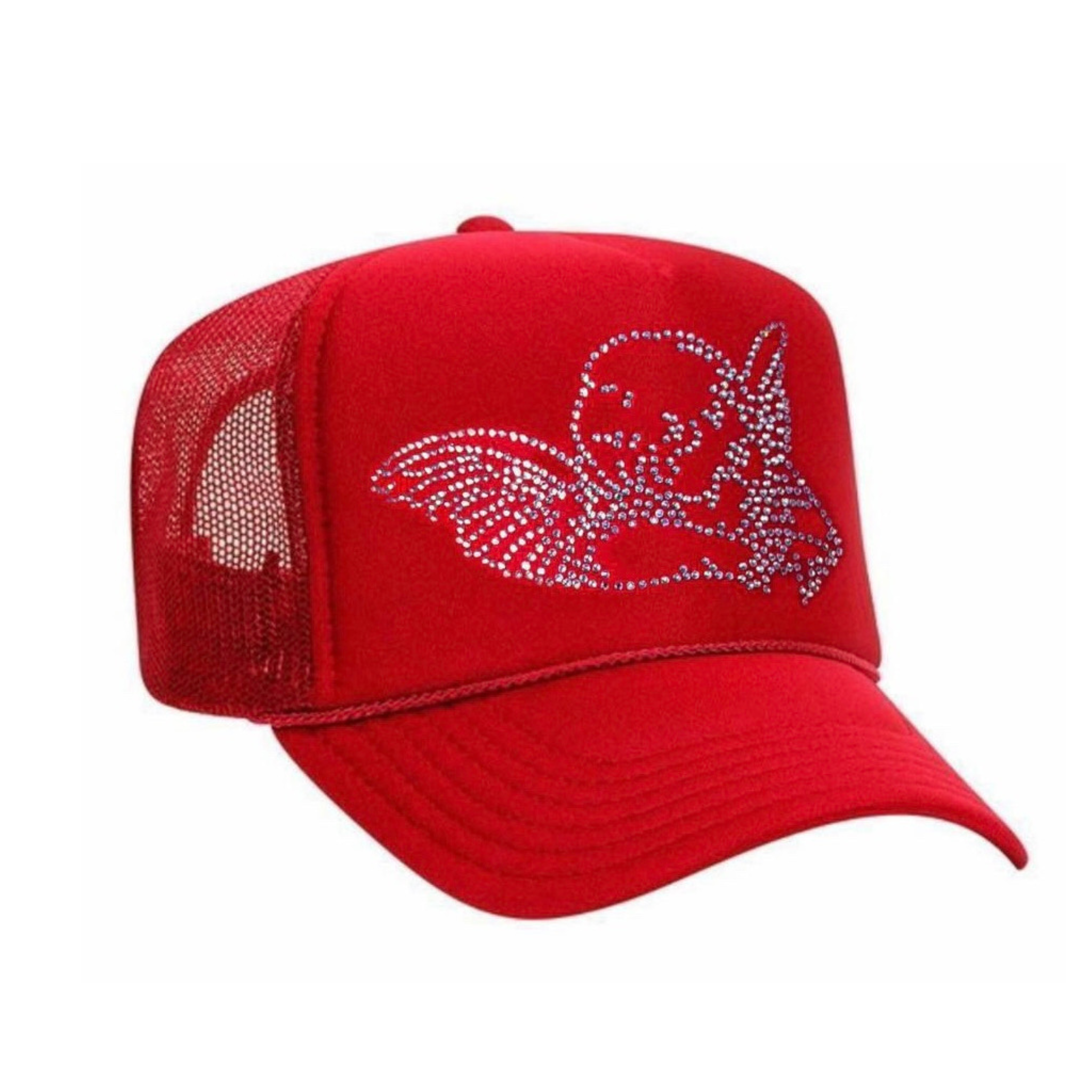Rhinestone Angel Cap | Red