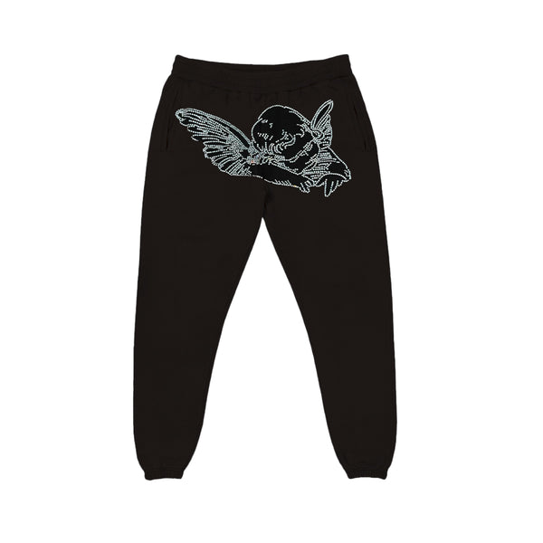 Black Iridescent Sequin Joggers - Rhinestone Angel